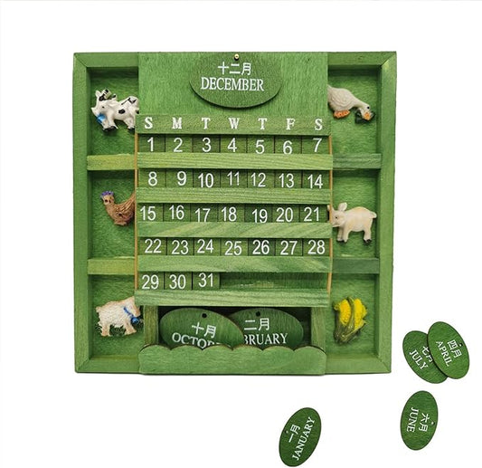 Wall Calendar 2025, Hanging Calendar Wooden Block Calendar for Wall Decoration Monthly Reusable Yearly Calendar for Home Office