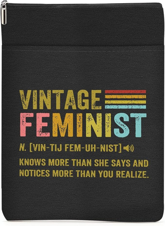 Book Themed Gifts Waterproof Book Sleeve Book Pouch Feminism Equality Rights Reading Gifts for Women Friend Book Covers for Paperbacks Book Accessories Book Protector with Zipper and Front Pocket