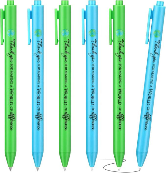 24 Pcs Earth Day Pens Bulk Earth Party Favors Novelty Cute Green Pens Blue Retractable Ballpoint Pen Earth Day Gift Pens for Desk Decoration Accessories Stationery Office, 2 Styles