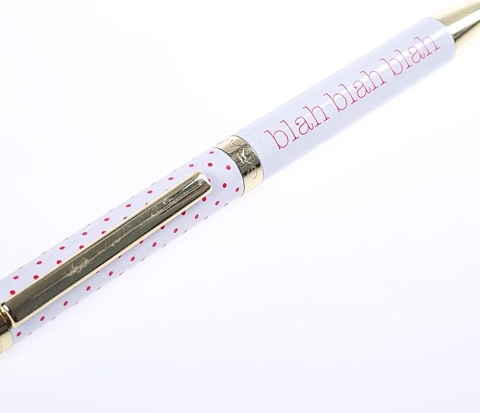 Graphique Blah Blah Blah Pink Polka Dot Fashion Pen - 5.5" Ballpoint Pen with Refillable Black Ink, Twist-Top Pen, Matching Gift Box, 1 Count (Pack of 1)