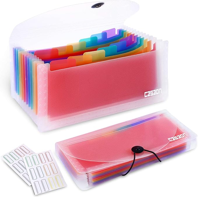 2 Pack 13-Pockets Expanding Accordion File Folder Mini Organizer Wallet for Storage Invoice/Receipt/Cards/Coupon/Tickets