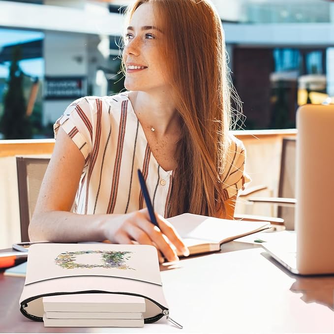 Monogrammed Book Sleeve Floral D Initial Book Pouch Book Accessories Book Lovers Gifts Waterproof Book Cover Book Protector Bookish Gifts Personalized Gifts for Women Girls Readers Bride Daughter