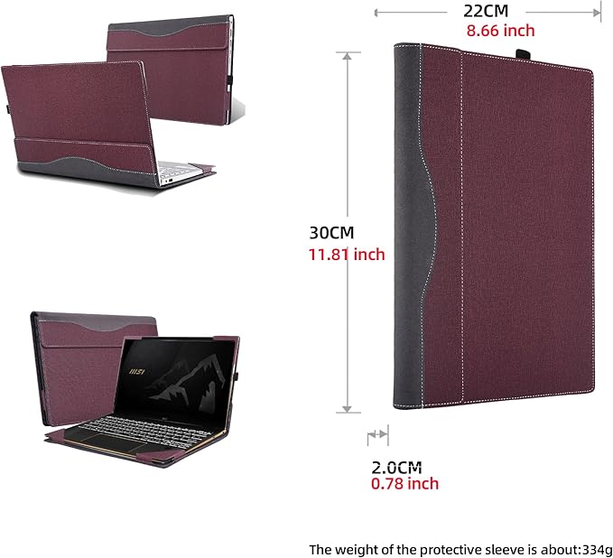 Laptop Cover for MSI Summit E13 Flip Evo Professional Laptop A11MT-022 /Summit E13 Flip Evo A12M / E13 FlipEvo A13MT 13" PU Leather Inside Pocket Cover (Wine red)