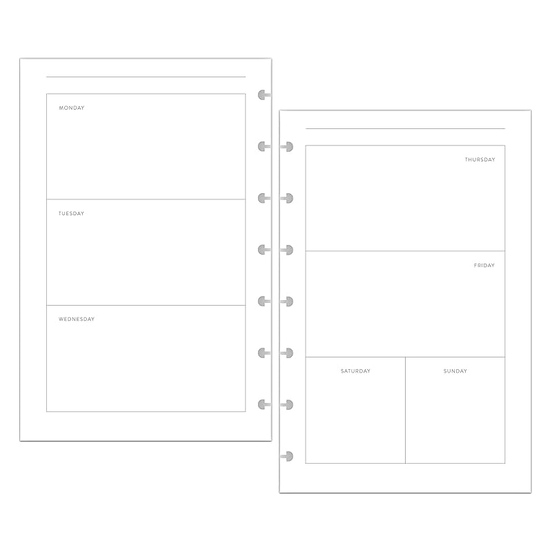 BetterNote Horizontal Undated Calendar Refill Pages for Disc Notebook, fits The Happy Planner, Discbound Levenger Circa, Staples Arc, TUL (Classic- 12 months, 7-Disc, 4.6”x7”)