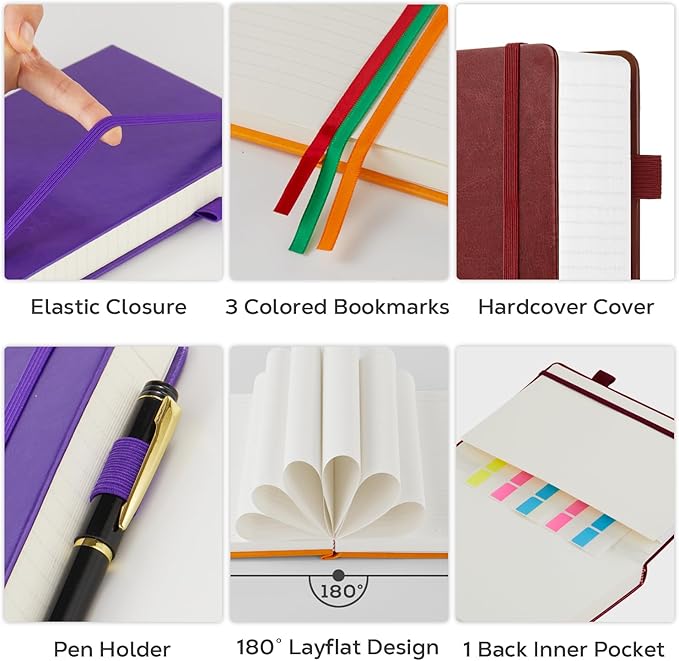 3 Pack Journals Notebooks, B5(7.1'' X 10'') Thick Notebook Journal College Ruled Bulk, Large Hardcover Leather Bound Lined Notebook Journal Set for Women Men Work Writing, Multicolor