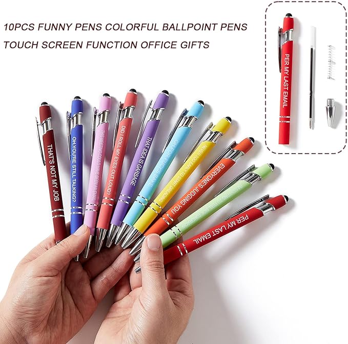 Funny Pens Colorful Ballpoint Pens with Inspirational Quotes and Touch Screen Function Office Gifts