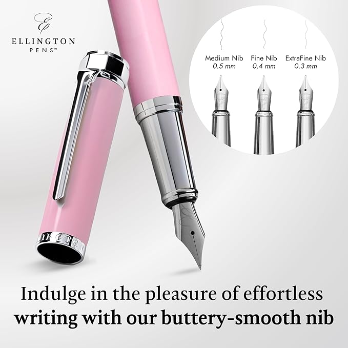 Luxury Fountain Pen Set- Fountain Pens for Writing - Smooth Fine Nib - Includes Refillable Ink Converter, 3 Ink Cartridges [Black & Blue], Gift Box - Elegant Calligraphy