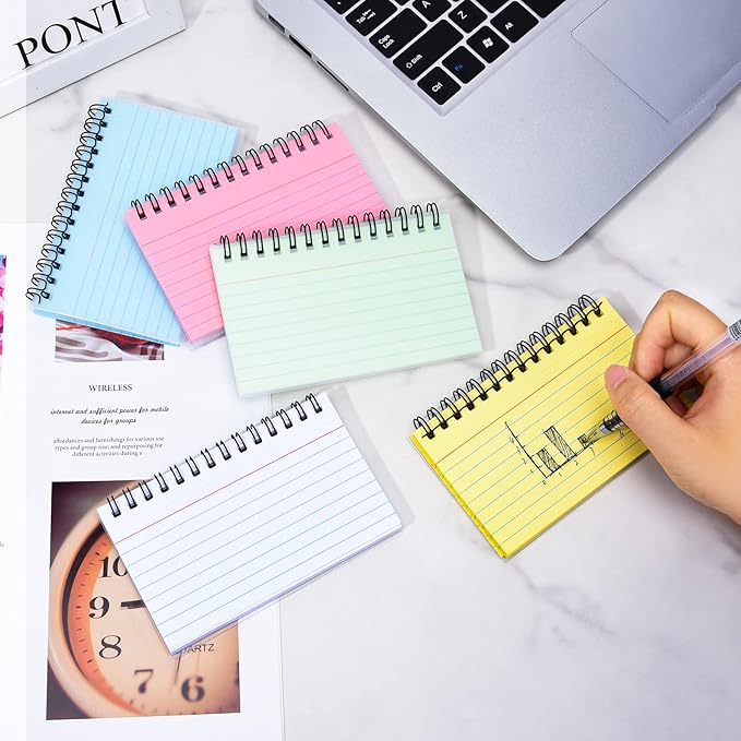 FRIUSATE Index Cards with Ring, 3x5 Inches Spiral Flashcards, Colored Ruled Notecards Index Cards Flash Cards with Ring for Studying Nursing School Office Taking to Do List(250 Sheets)