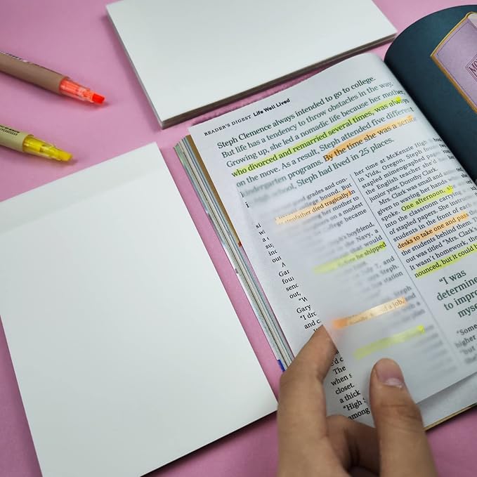 Transparent Sticky Notes 200 Sheets, 4 x 6 in Clear Sticky Notes, See Through Invisible Translucent Sticky Notes Waterproof Self-Stick Note Pads for School, Office (4 Packs)