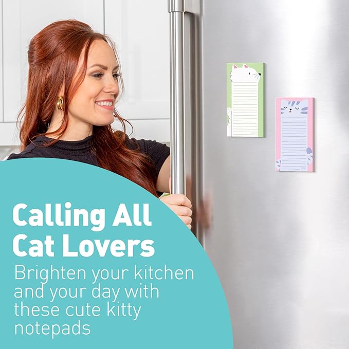 Sweetzer & Orange S&O Magnetic Notepads for Refrigerator 4 Pack, Sticky notes for Fridge Sets - Sticky Journals for Freezer - Magnetized memo sheets for cooler - 3.5” x 7”, 45 Pages