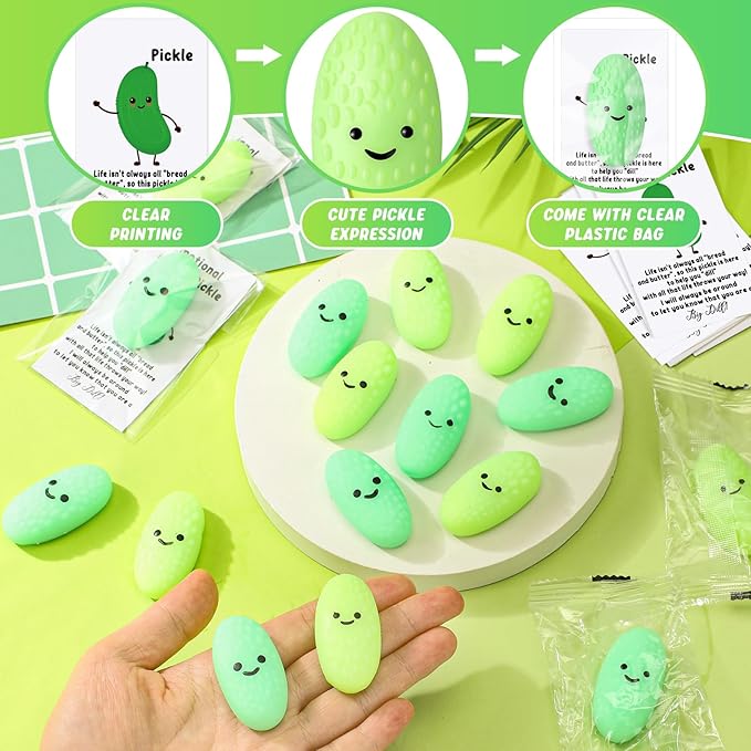 HyDren Christmas Emotional Stress Ball Gifts Bulk Cute Pickle Squeeze Mini Stress Relief Ball Gift Employee Appreciation Gifts Inspirational Cards Students