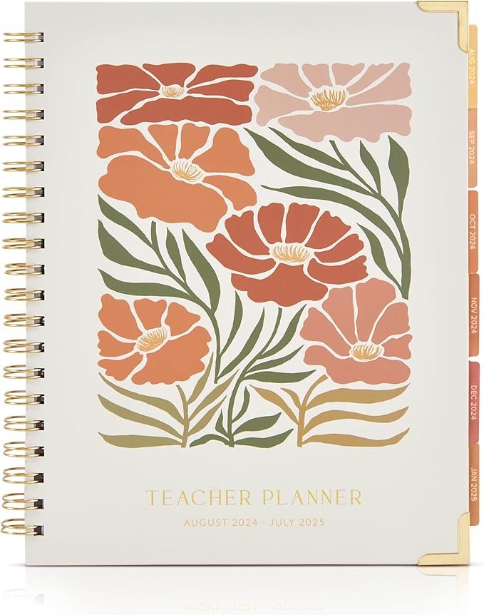 Aesthetic Teacher Planner For The 2024-2025 Academic School Year - Your All Incl. 8.5" x 11" Lesson Plan Book Supplies - Easily Organize Your Daily, Weekly & Monthly Classroom/Homeschool Schedule