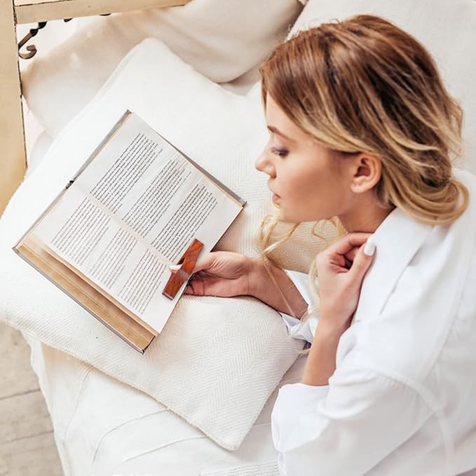 Handmade Wooden Book Page Holder - Red Walnut Thumb Bookmark -a Novel Reading Accessories Gifts for Readers, Lovers Gifts, Bookworm, Literary (Red Walnut, Large - 0.95”)