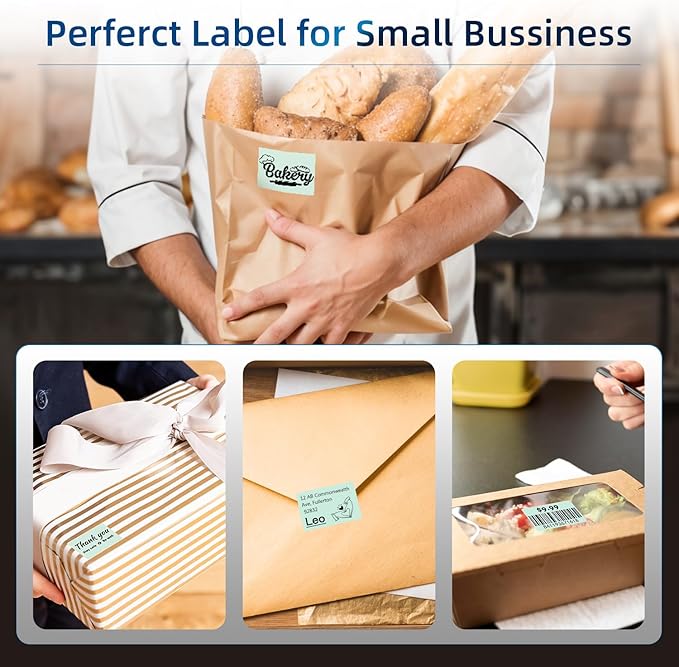 Phomemo Thermal Labels for M110/M120/M220/M150/M250/M221 Label Maker, Self-Adhesive Thermal Label 1.57"x1.18"(40x30mm),230 Labels/Roll, for Barcode,Address, Name, Small Bussiness and Home Use,Green