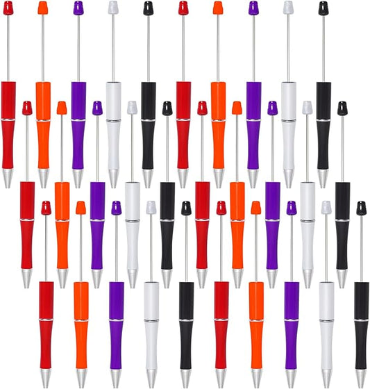 jiebor 30Pcs Beadable Pens Plastic Bead Pen Black Ink Ballpoint Pens Diy Pens Cute Cool Pens for Halloween Kids Girls Students Teacher Bridal Graduation Gift Office School Supplies