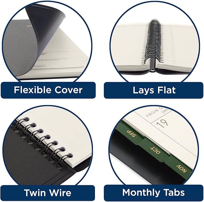 AT-A-GLANCE 2024 Weekly & Monthly Planner, Quarter-Hourly Appointment Book, 7" x 8-3/4", Medium, Recycled, Monthly Tabs, Black (70951G0524)