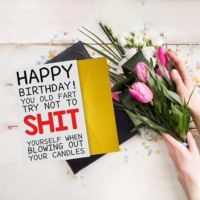Funny Birthday Cards For Women Men, Rude Birthday Card Gift for Nan Grandad Mom Dad, 50th 60th 70th 80th Birthday Card for Him Her, Happy Birthday Card Dad Mom