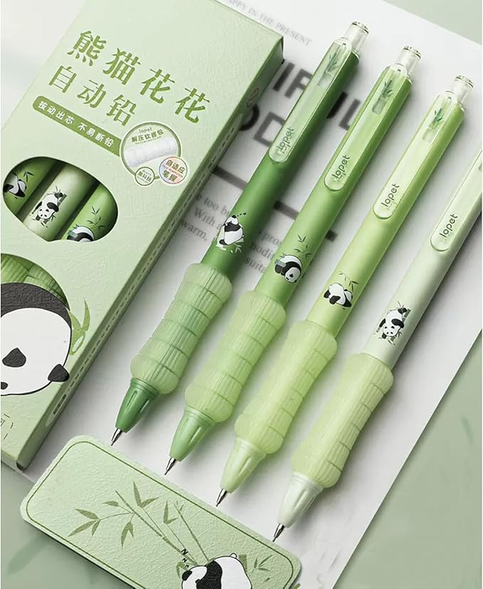 4 Pcs Mechanical Pencils 0.5mm Cute Panda Mechanical Pencil Kawaii Cartoon Pencils School Pencil for Kids Students Girls Women (4Pcs Panda)