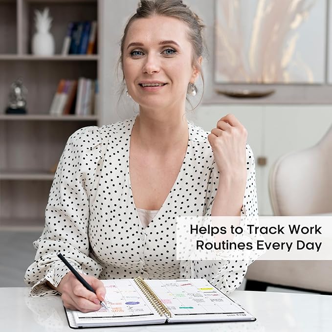 2025 Planner, Weekly and Monthly Planner Spiral Bound, Jan 2025 - Dec 2025, Hardcover 2025 Calendar Planner Book with Tabs, Inner Pocket, Perfect for Office Home School Supplies - A5 (6.3" x 8.5"), Black