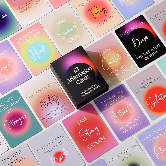 Affirmation Cards for Women, 63 Unique Positive Affirmation Cards, Daily Affirmations for Inspiration, Mindfulness, & Self-Care Gifts for Women