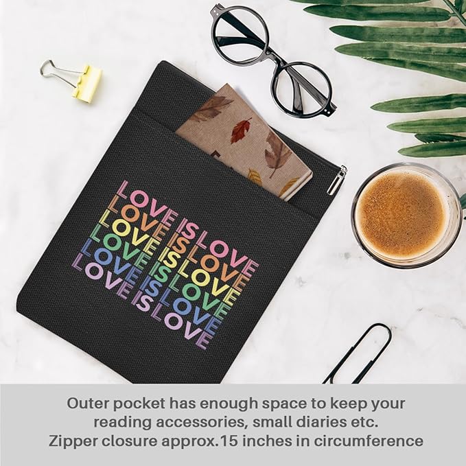 Book Themed Gifts Waterproof Book Sleeve Book Pouch LGBT Equality Rights Reading Gifts for Women Best Friend Book Covers for Paperbacks Book Accessories Book Protector with Zipper and Front Pocket