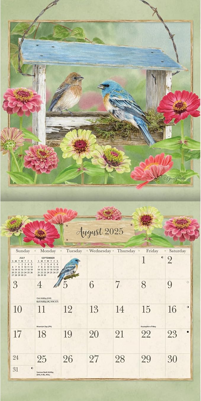 LANG Birds In The Garden 2025 Mini Wall Calendar (25991079268)