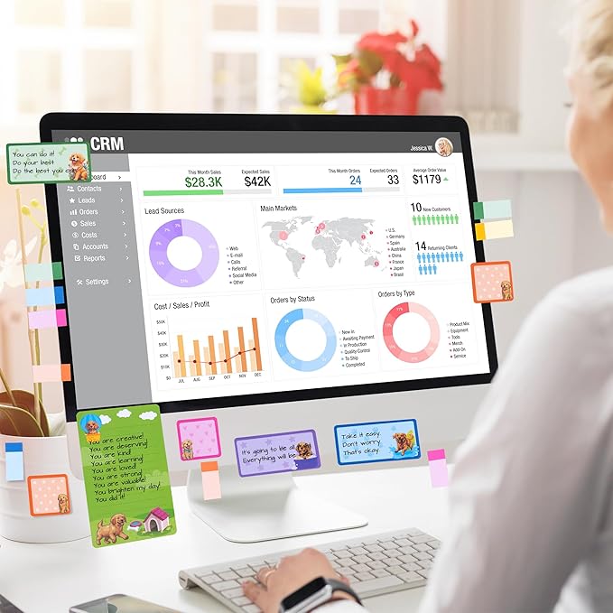 B1ykin Sticky Notes Set - Cartoon Theme Cute Self-Stick Notes Pad Teacher Appreciation Gifts， Self-Adhesive Writing Memo Pages Sticky to Do Notepad for Kids Employee School Office (Golden Retriever)