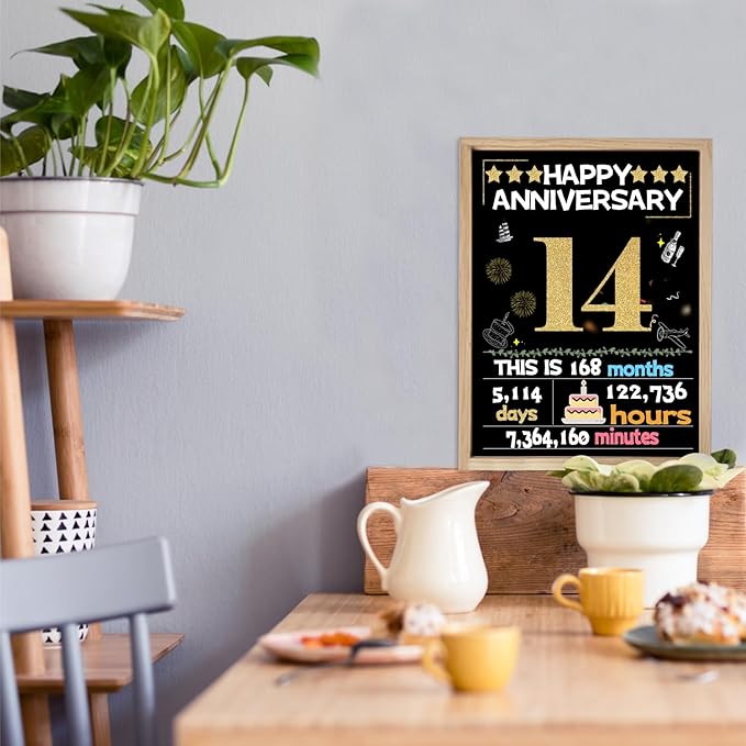 Joycard 14th Anniversary Card for Women Men, Gold Wedding Card for Wife Husband, Sweet Marriage Decorations Gifts for Couple, Perfect for Her Him on Anniversary Day, Back in 2011