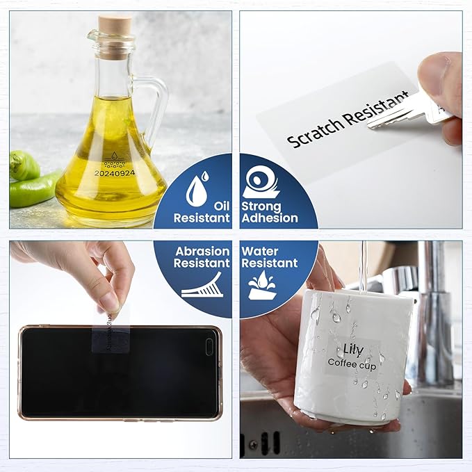 M260 Clear Thermal Labels 1.57'' x 1.18'' (40 x 30 mm), Multi-Purpose Adhesive Transparent Thermal Labels Compatible with Label Maker M110/ M220/ M221/ M120/ M200/M150/M100, 230 Labels/Roll