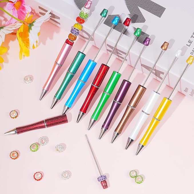 jiebor 30Pcs Beadable Pens Plastic Bead Pen Black Ink Ballpoint Pens Diy Pens Cute Cool Pens for Students Teacher Bridal Journaling Graduation Gift Office School Supplies