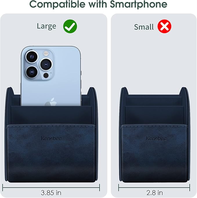 Large Remote Control Holder with 5 Compartments, KENOBEE Anti-slip Desktop Caddy Storage Organizer for Phone, Remote Controllers, Office Supplies, Makeup Brush, Media Accessories,Blue