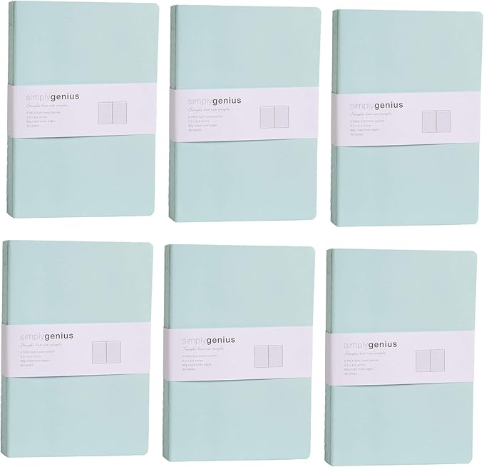 Simply Genius A5 Notebooks for Work, Travel, Business, School & More - College Ruled Notebook - Softcover Journals for Women & Men - Lined Note Books with 92 pages, 5.5" x 8.3" (Light Blue, 30 pack)