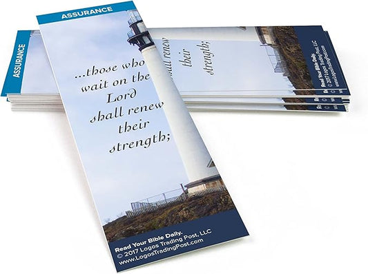 Christian Bookmark with Bible Verse, Pack of 25, Assurance Themed, Those Who Wait on the Lord Shall Renew Their Strength, Isaiah 40:30-31