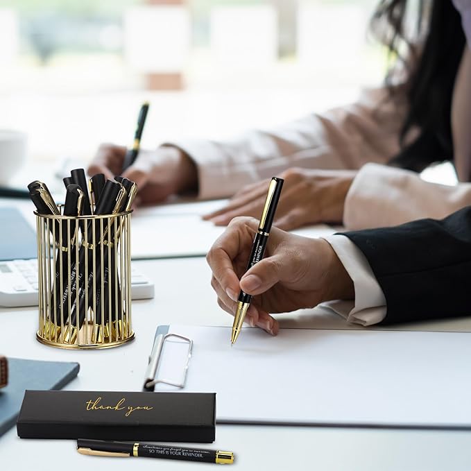 PerKoop 10 Set Thank You Gifts Inspirational Ballpoint Pens with Gift Boxes Bulk Appreciation Party Favors for Employee Coworker Staff Team Friends Office Supplies(Black,Reminder)