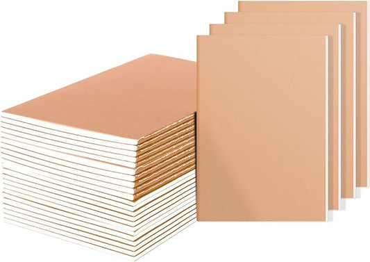 Ddaowanx 24 Pack A5 Kraft Notebooks, Journals in Bulk, Blank Paper Sketchbooks, 72 Pages, 36 Sheets, 80GSM, 8.3x5.5 Inch, Travel Writing Notebooks Journal for Office School Supplies (24pack, Kraft)