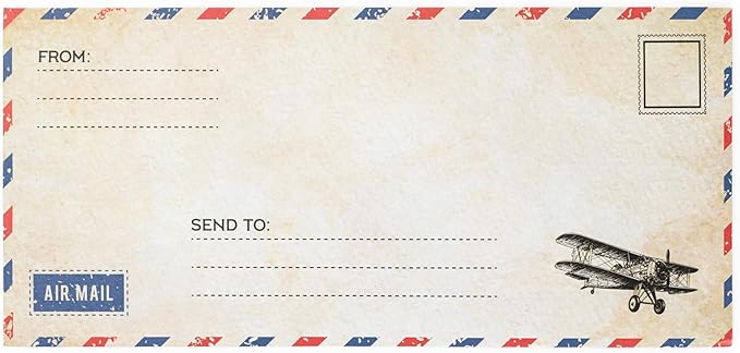 50 Pack Airmail Envelopes -Blue Airmail Envelopes- Air Mail Envelopes for Party Invitation, Love Letters, Military Correspondence, Christmas Military Envelopes, Letters to Troops- Size 4 x 8.7 inches