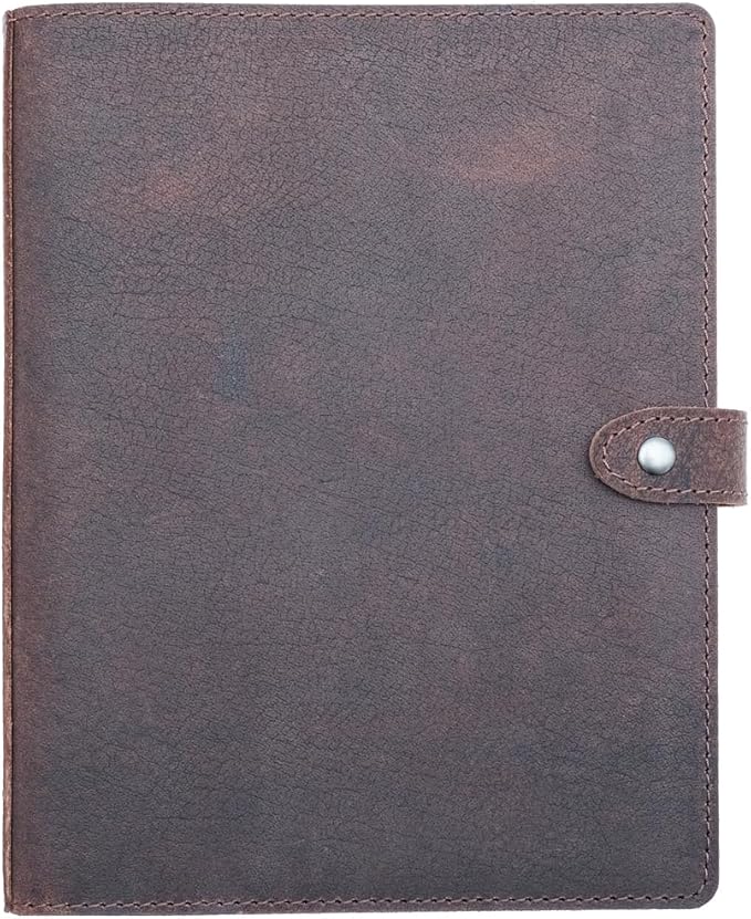 Fan&Ran 2025 Leather Planner 5.5"x8.5" with 3-Ring Leather Binder, 2025 Full Year Weekly & Monthly Pages, Interior Pockets, Refillable