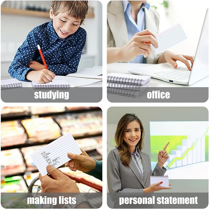 Koogel 400 Pages, 3 x 5 Inch White Learning Card Note Cards 8 Pack of White Paper Ring Bulk Index Cards for Home School Office