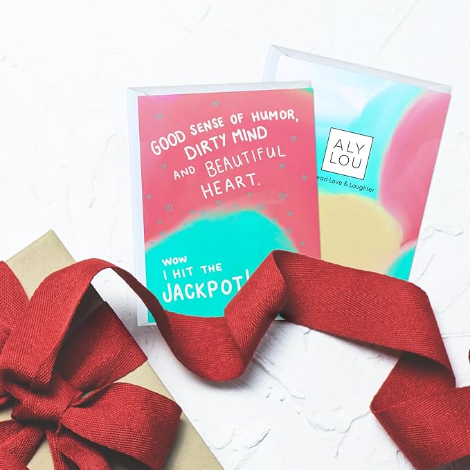 ALY LOU Funny Anniversary Card Birthday Card for Her Him/Husband Boyfriend/Girlfriend Wife/Sarcastic Greeting Card (Good sense of humour, dirty mind and beautiful heart. Wow I hit the jackpot!)