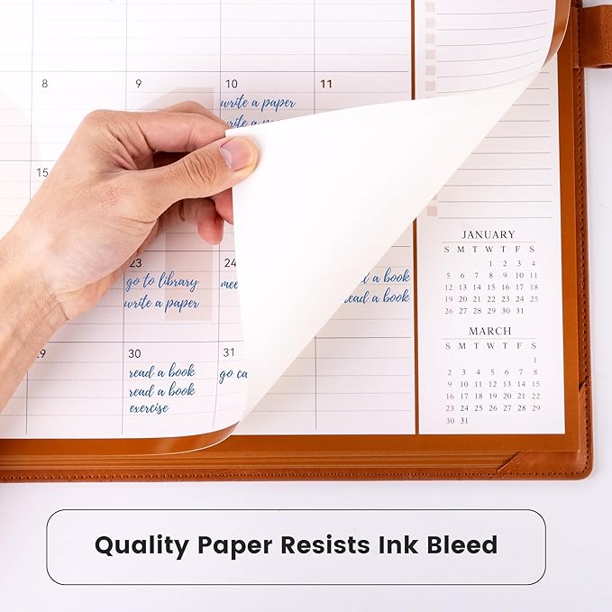 Desk Calendar 2025-2026,24 Month Wall Calendar from Jan 2025-Dec 2026, Large Desk Calendar 17" x 12" with To-Do Lists, Leather Desk Pad Calendar with PVC Cover for Home School and Office,Brown