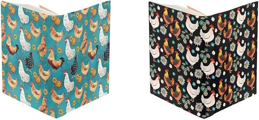 Rooster Daisy Print Book Cover Book Protector 2 Pack Reusable, Durable Book Sox Hardcover Covers Durable Book Sleeve Cover, Blue and Black