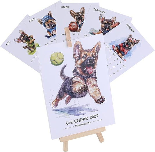 Small Desk Calendar 2025 - Sporty German Shepherd: Monthly Calendar with a Mini Easel Standing Dog Calendar for Home Office Decor Desk Accessories 5" x7" (Jan. 2025 to Dec. 2025)