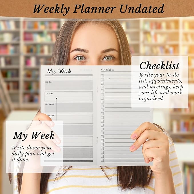 Yeaqee 50 Pcs Undated Weekly Planners Bulk Inspirational to Do List Weekly Goals Notepads Thank You Traveler Journal Team Appreciation Gift for Employee Staff Coworkers Christmas(Thank You)