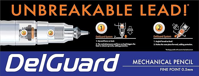 Zebra Pen DelGuard Mechanical Pencil, Fine Point, 0.5mm, White Barrel, Lead Refills, Refillable, 3-Pack (58613)