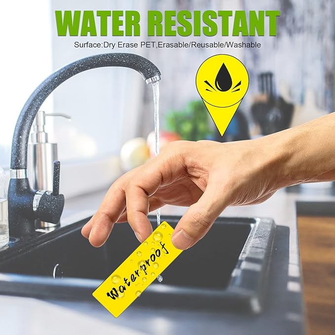 Dry Erase Magnetic Labels (1x3,Pack of 60),Write On Magnets Sticker,Real Waterproof/Reusable for Classroom&Office&Cabinet&whiteboard&Fridge&More (Multicolor)