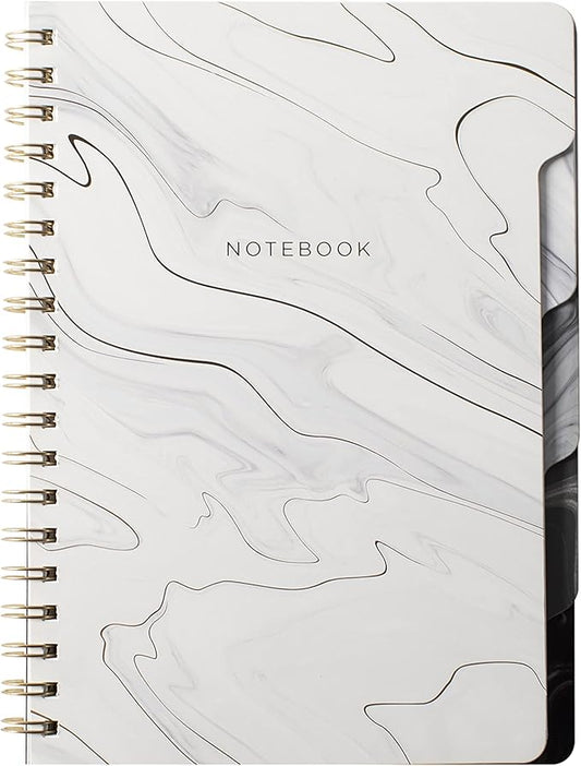 Fringe Studio Large Tab Notebook,Marble Gray, Flexible Paperback Cover, College Ruled, 5 Subject/Die-Cut Dividers, Notebook, 7.25" X 10", 180 Lined Pages (343005), Multicolor