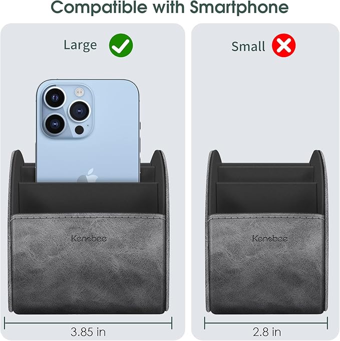 Large Remote Control Holder with 5 Compartments, KENOBEE Anti-slip Desktop Caddy Storage Organizer for Phone, Remote Controllers, Office Supplies, Makeup Brush, Media Accessories,Gray