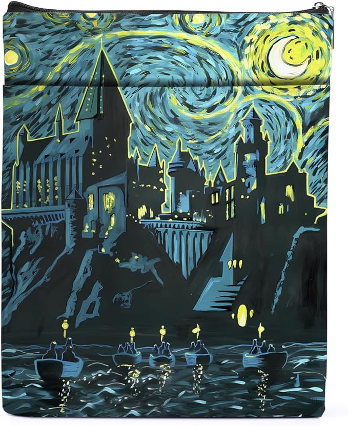 Magic Stuff Wizarding Castle Sleeve Book Cover Book Lovers Gifts Book Club Gifts Wizard Book Protector Book Gifts for Readers Women Her Magic Movie Fans Bibliophile Auntie Graduation Birthday Gifts