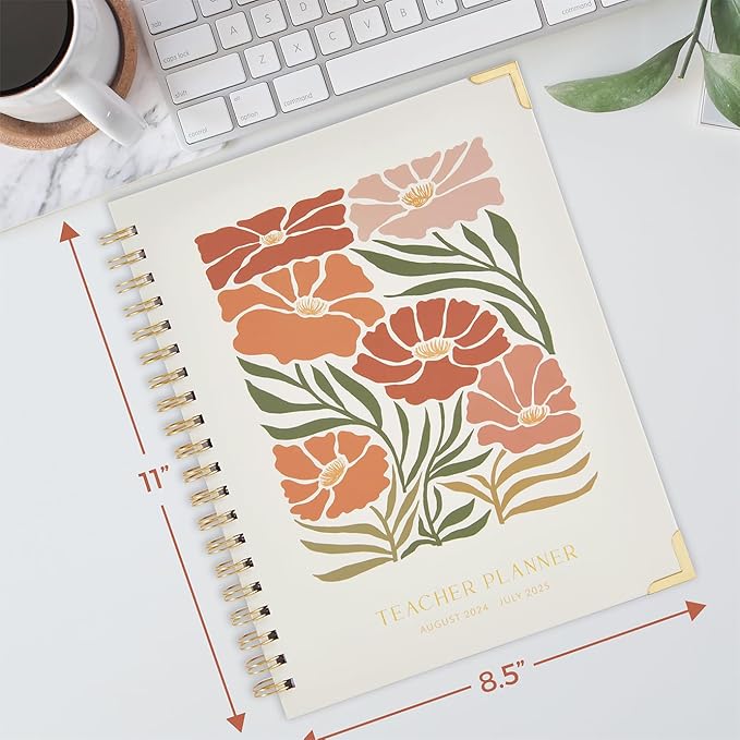 Aesthetic Teacher Planner For The 2024-2025 Academic School Year - Your All Incl. 8.5" x 11" Lesson Plan Book Supplies - Easily Organize Your Daily, Weekly & Monthly Classroom/Homeschool Schedule