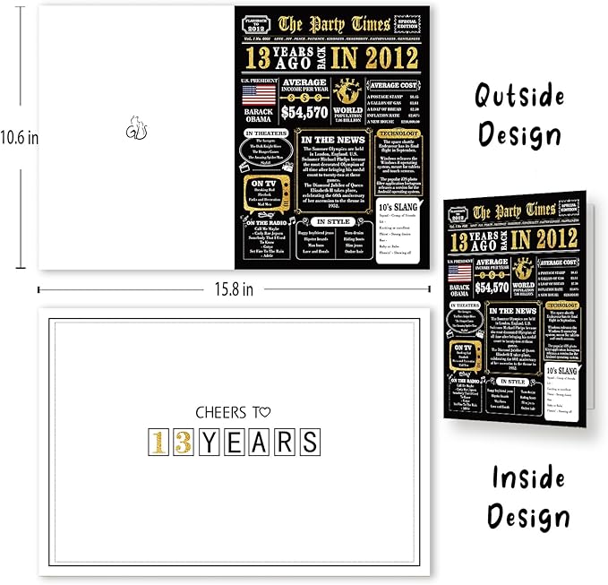 Jumbo 13th Birthday Card, Happy 13th Birthday Decorations for Boys Girls, Funny 13 Year Old Birthday Gifts for Son Daughter, Best 13 Year Old Bday Gifts Ideas for Grandson Granddaughter